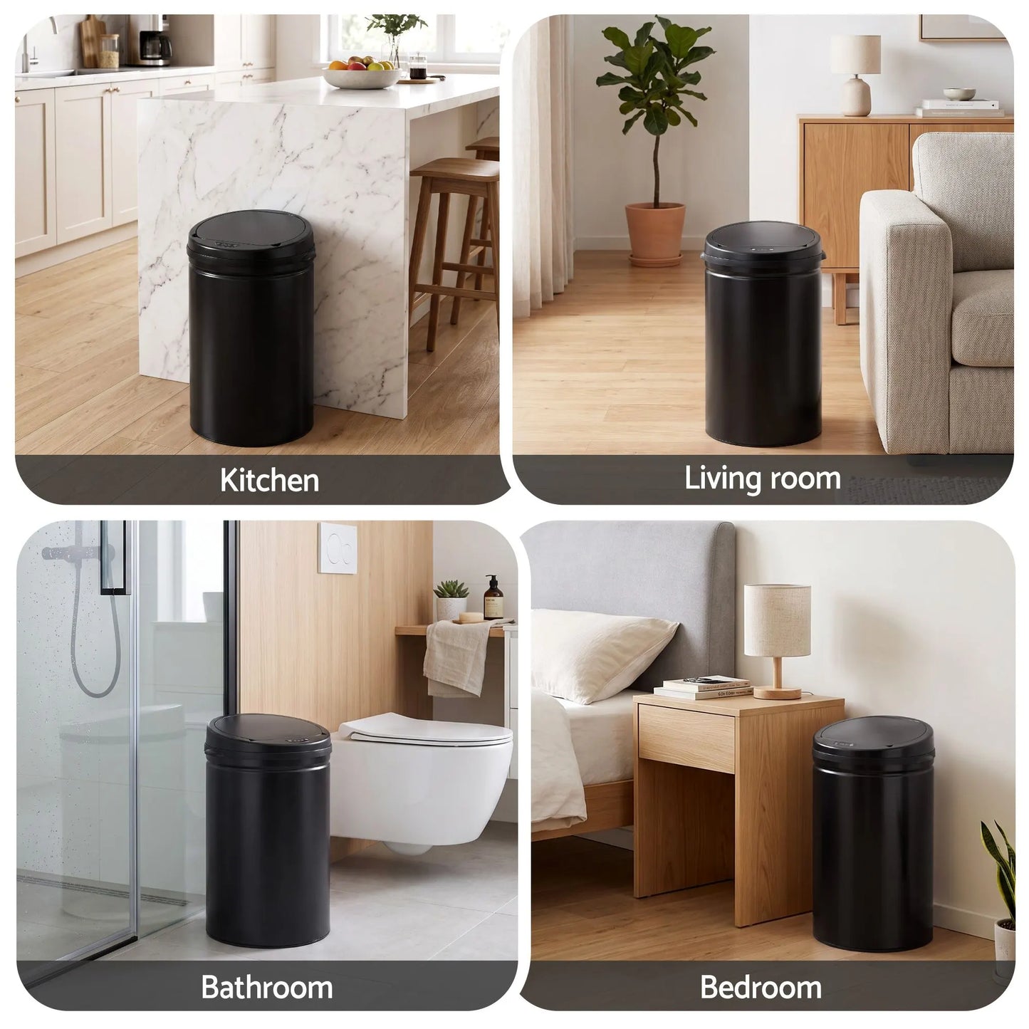Devanti 30L Sensor Bin Automatic Touchless Trash Can Garbage Rubbish Black - Image 8