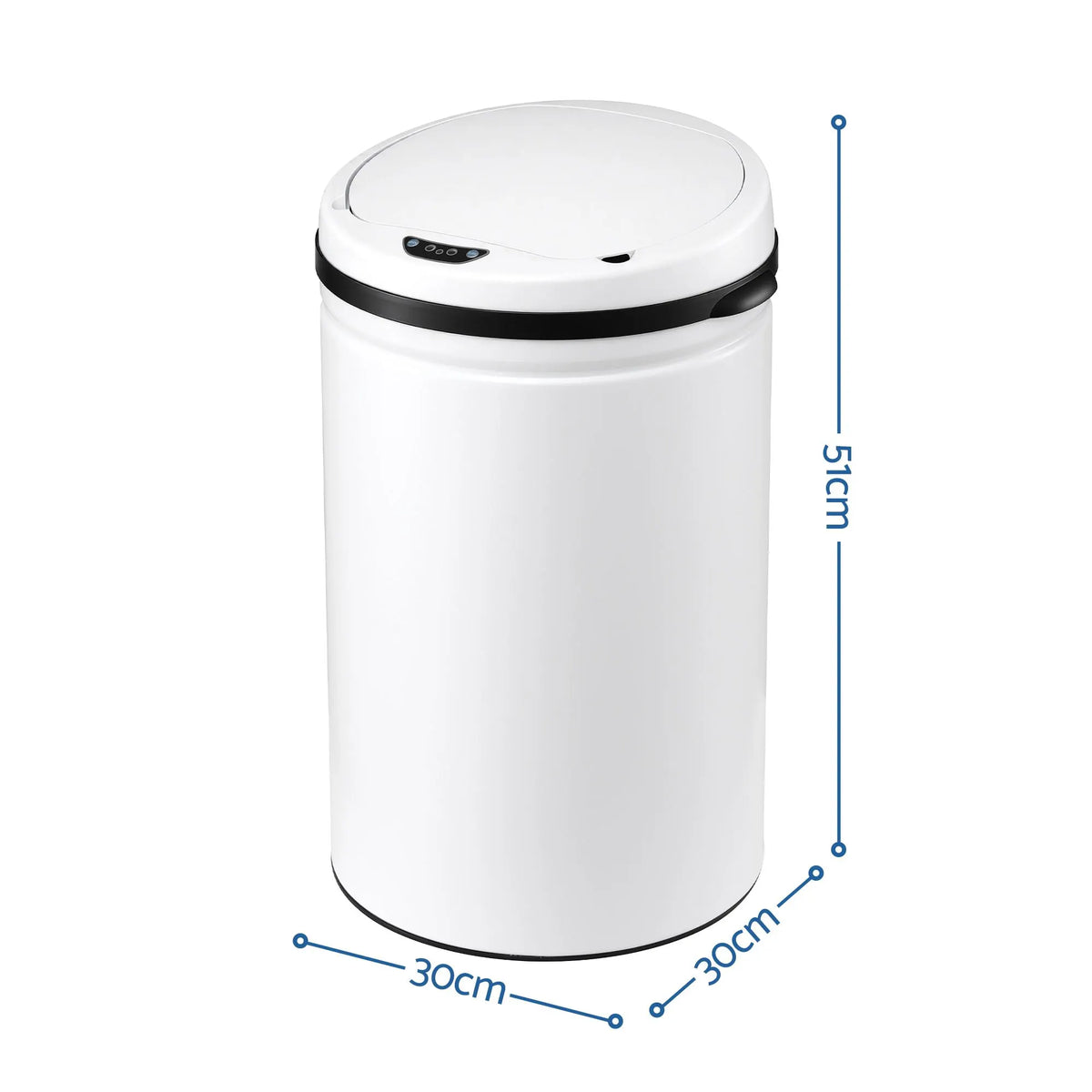Devanti 30L Sensor Bin Automatic Touchless Trash Can Garbage Rubbish White - Image 2