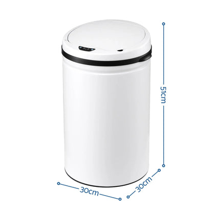 Devanti 30L Sensor Bin Automatic Touchless Trash Can Garbage Rubbish White - Image 2