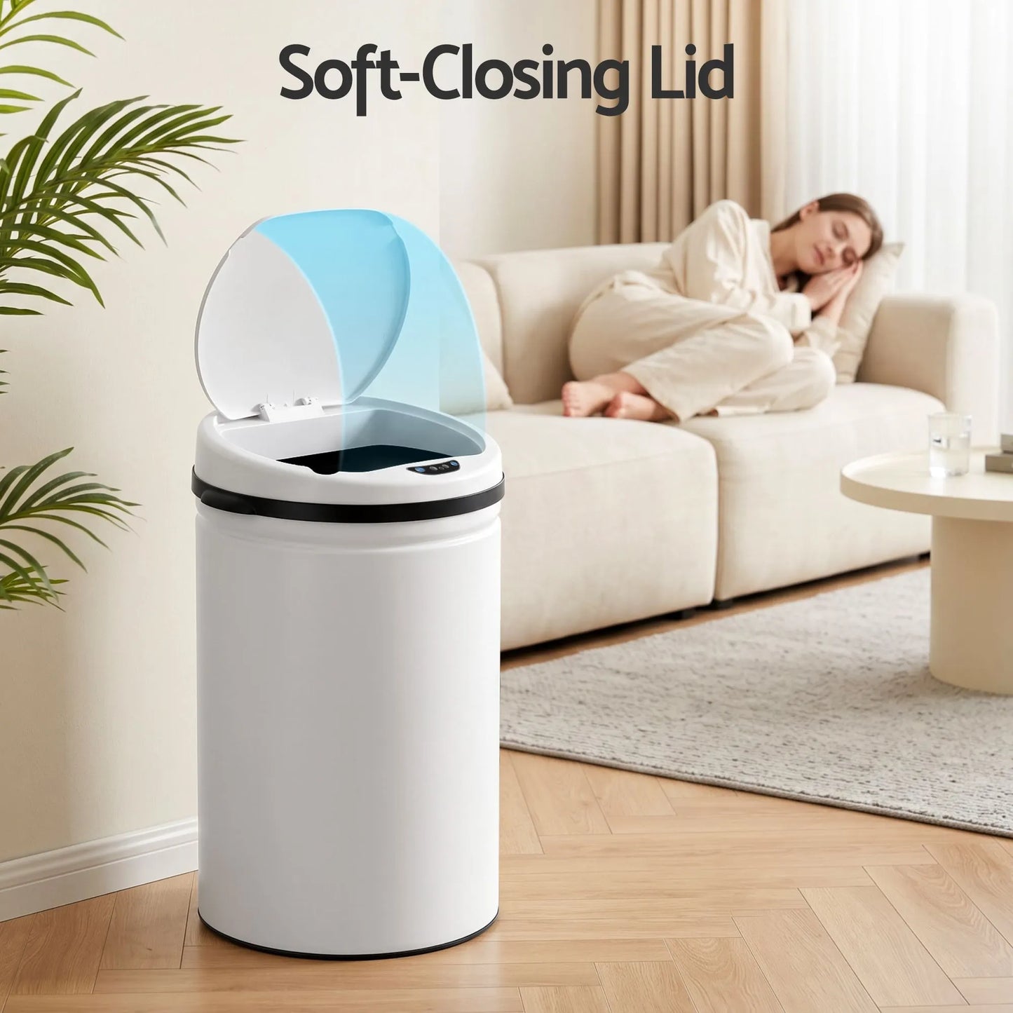 Devanti 30L Sensor Bin Automatic Touchless Trash Can Garbage Rubbish White - Image 7