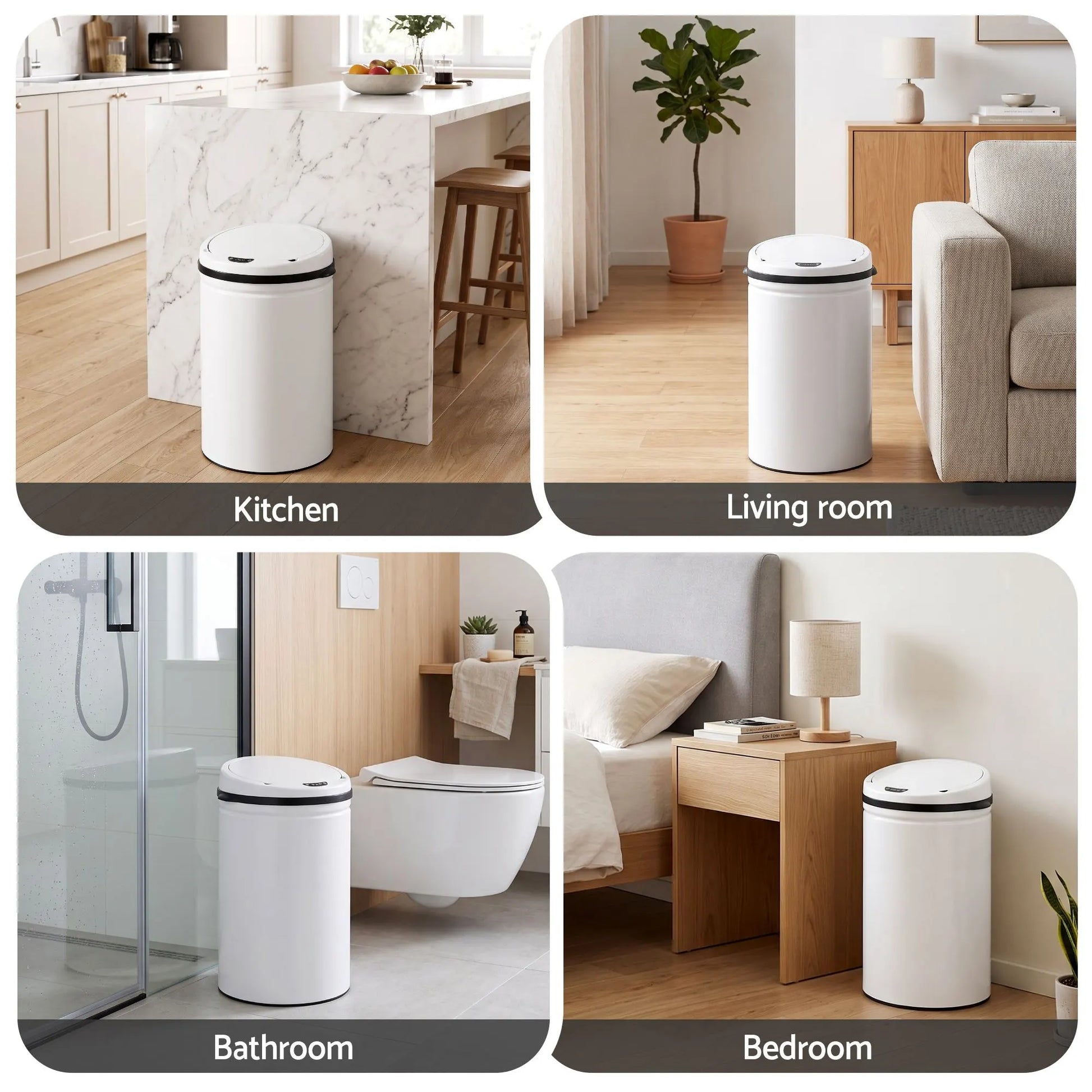 Devanti 30L Sensor Bin Automatic Touchless Trash Can Garbage Rubbish White - Image 8