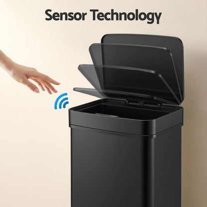 Devanti 72L Sensor Bin Rubbish Bins 4-in-1 Compartment Stainless Steel Trash Can Black - Image 4