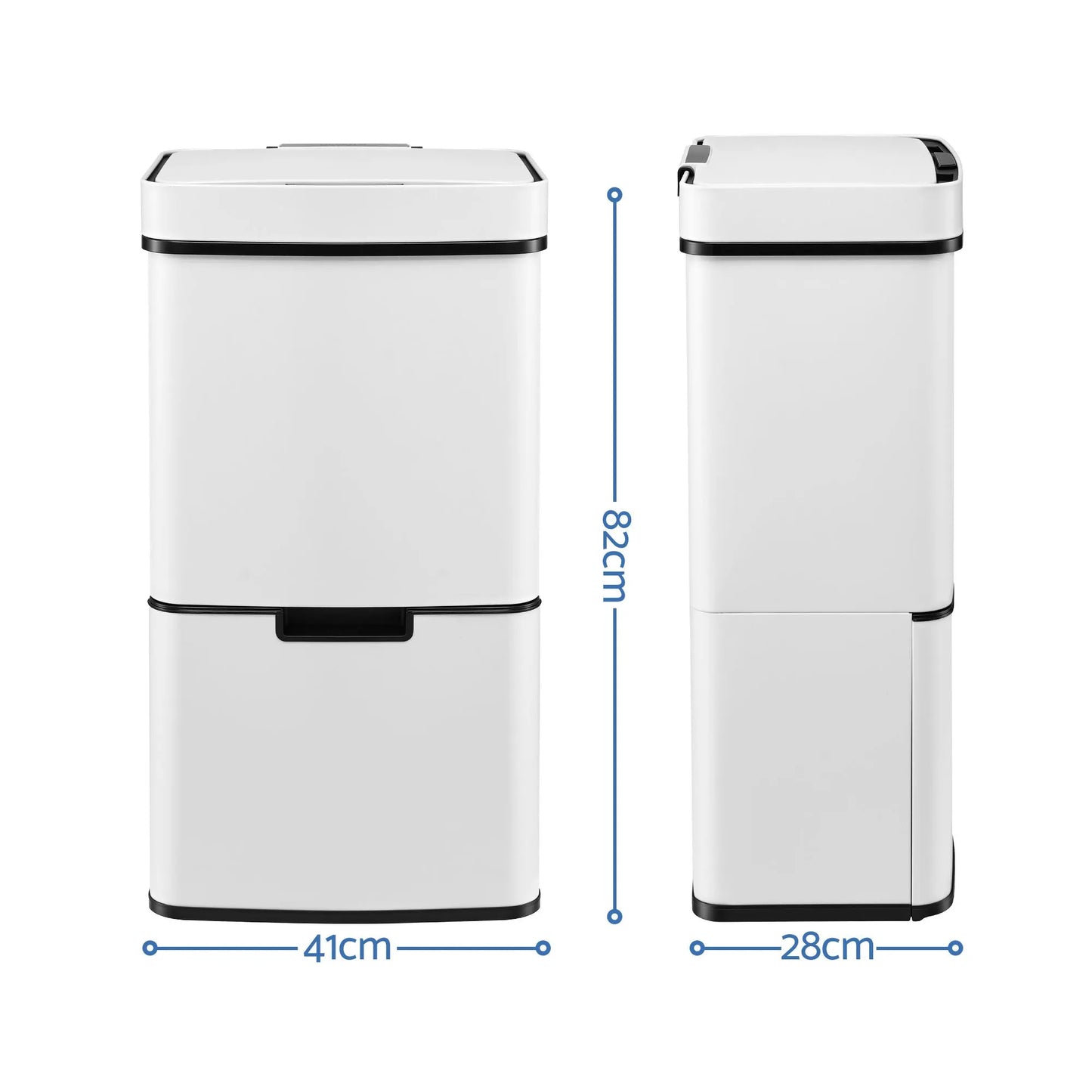 Devanti 72L Sensor Bin Rubbish Bins 4-in-1 Compartment Stainless Steel Trash Can White - Image 2