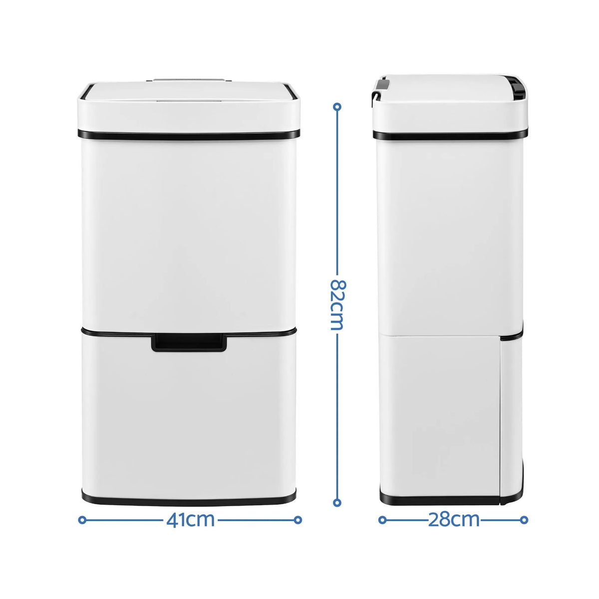 Devanti 72L Sensor Bin Rubbish Bins 4-in-1 Compartment Stainless Steel Trash Can White - Image 2
