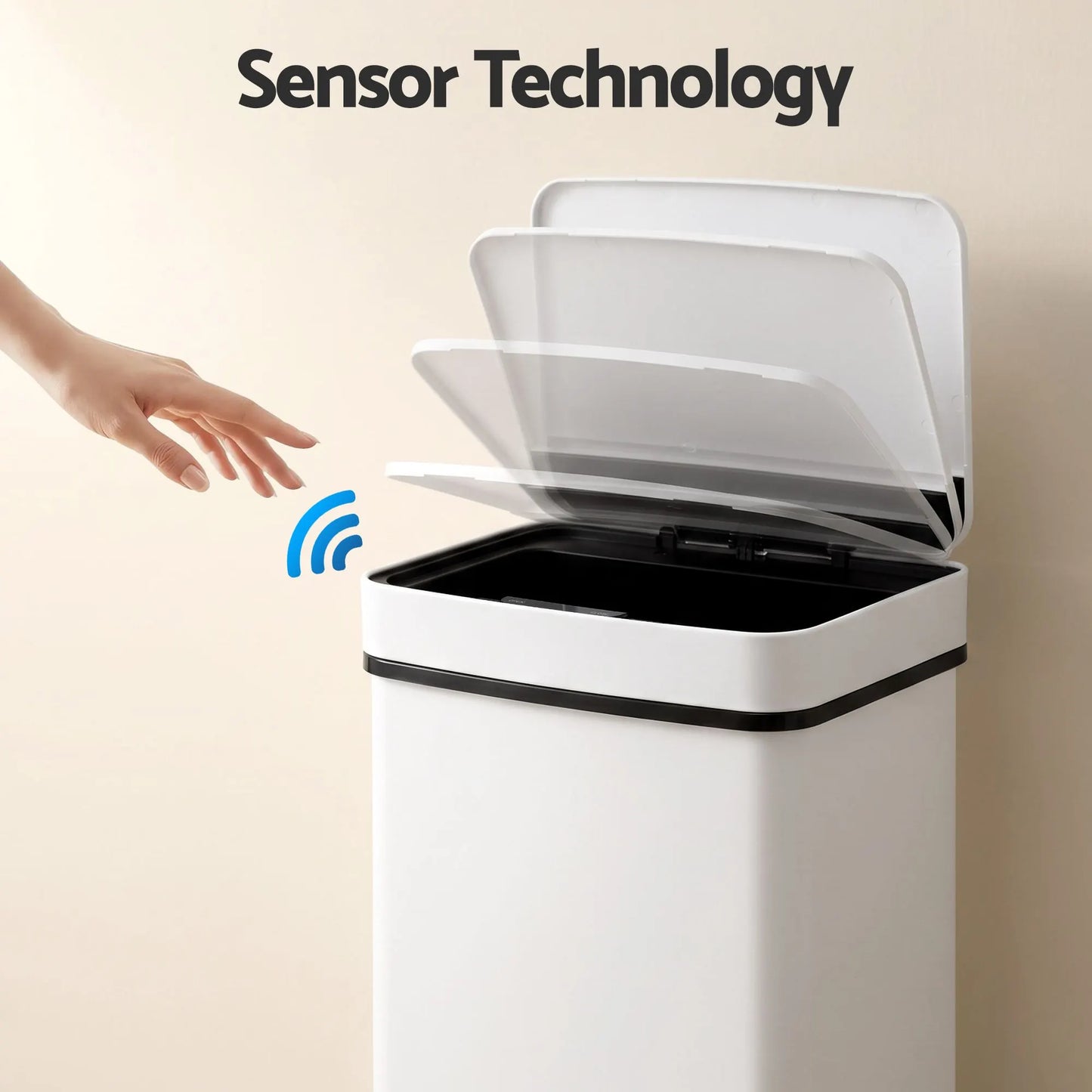 Devanti 72L Sensor Bin Rubbish Bins 4-in-1 Compartment Stainless Steel Trash Can White - Image 4