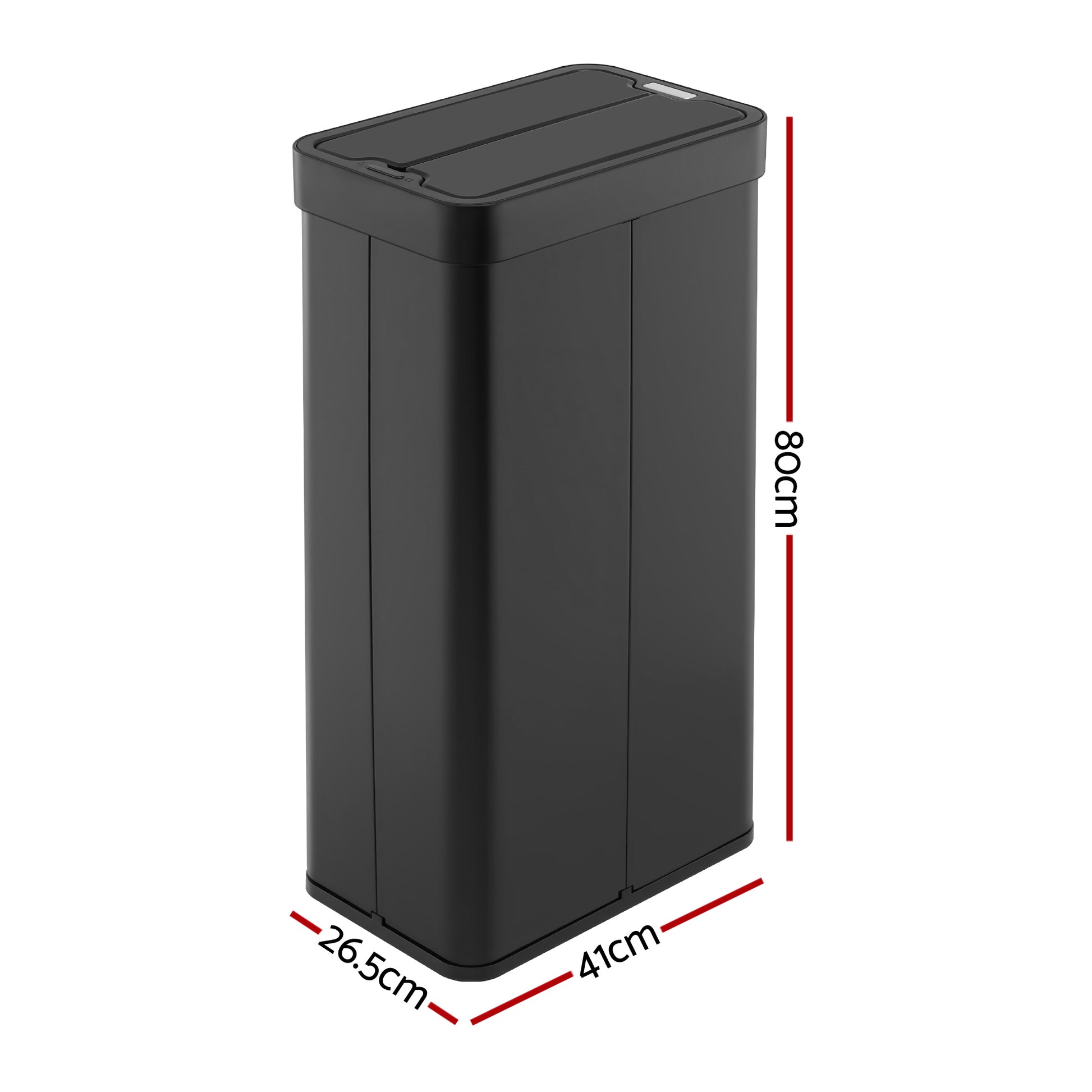 Devanti Rubbish Bin 70L Automatic Sensor Kitchen Bin, Slim Smart Garbage Can Touchless Rectangular with Liner Holder, Fully Closed Lid for Bedroom, Bathroom, Living Room, Black - Image 2