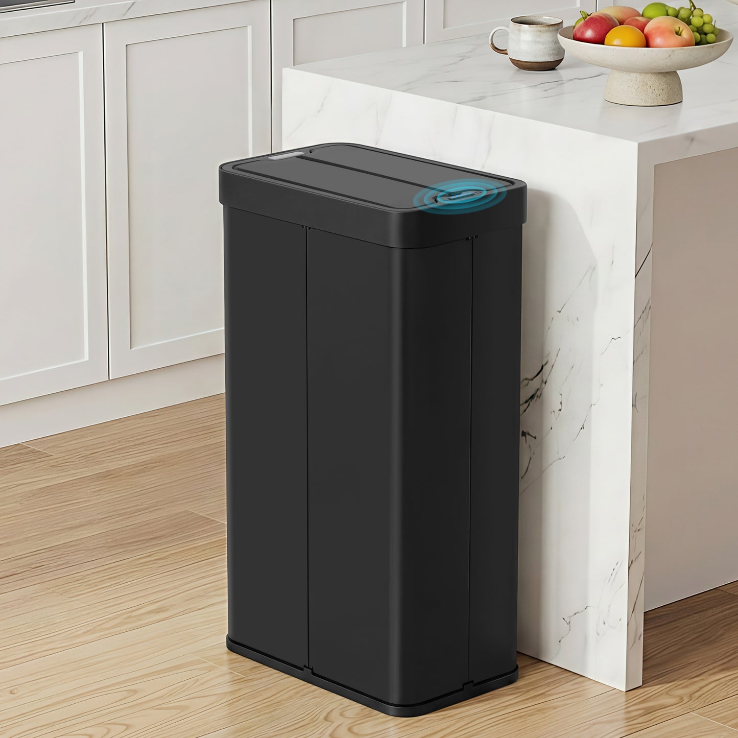 Devanti Rubbish Bin 70L Automatic Sensor Kitchen Bin, Slim Smart Garbage Can Touchless Rectangular with Liner Holder, Fully Closed Lid for Bedroom, Bathroom, Living Room, Black - Image 8