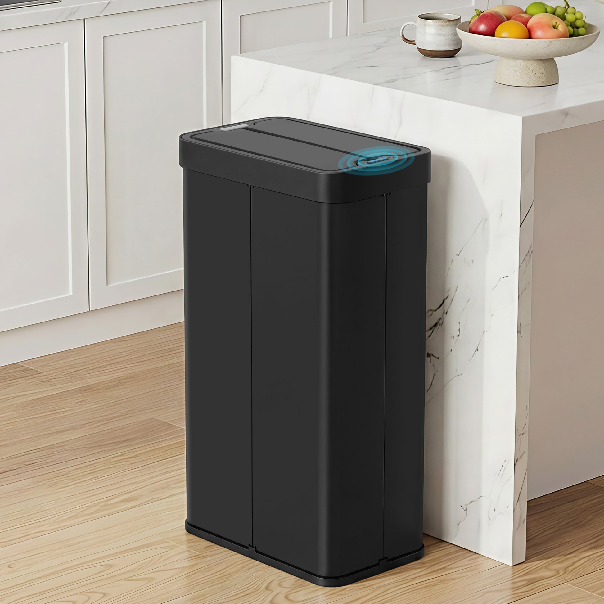 Devanti Rubbish Bin 70L Automatic Sensor Kitchen Bin, Slim Smart Garbage Can Touchless Rectangular with Liner Holder, Fully Closed Lid for Bedroom, Bathroom, Living Room, Black - Image 8
