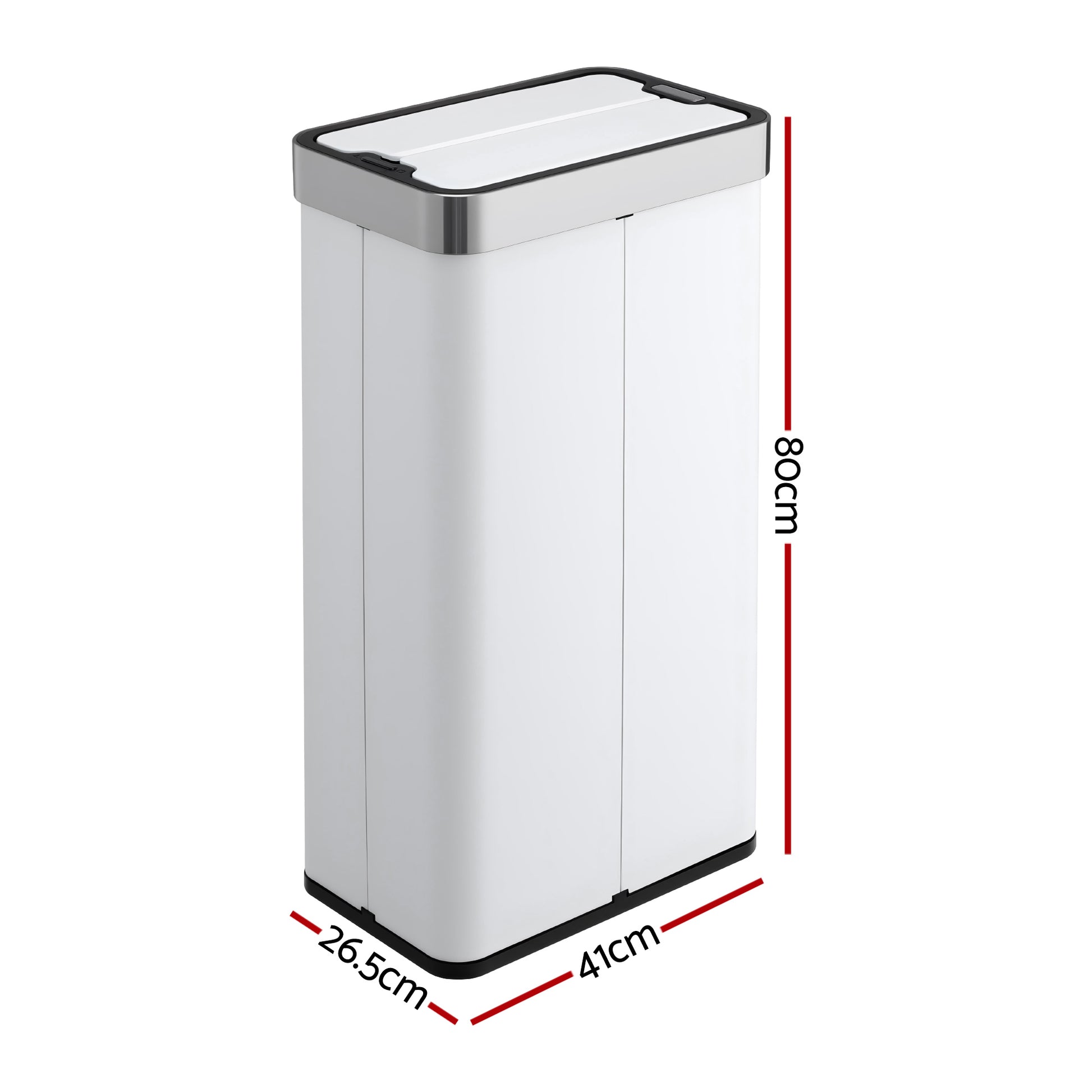 Devanti Rubbish Bin 70L Automatic Sensor Kitchen Bin, Slim Smart Garbage Can Touchless Rectangular with Liner Holder, Fully Closed Lid for Bedroom, Bathroom, Living Room, White - Image 2