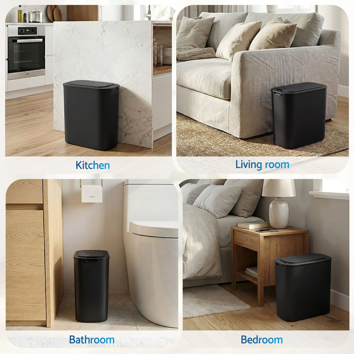 Devanti Automatic Trash Bin with Lid 11L Motion Sensor Kitchen Bin Touchless Garbage Can Modern Black Plastic Slim Rubbish Bin with Liner Holder for Kitchen, Home, Office - Image 8