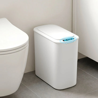 Devanti Automatic Trash Bin with Lid 11L Motion Sensor Kitchen Bin Touchless Garbage Can Modern White Plastic Slim Rubbish Bin with Liner Holder for Kitchen, Home, Office