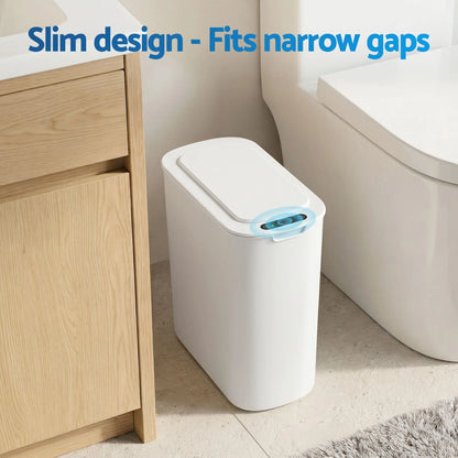 Devanti Automatic Trash Bin with Lid 11L Motion Sensor Kitchen Bin Touchless Garbage Can Modern White Plastic Slim Rubbish Bin with Liner Holder for Kitchen, Home, Office - Image 7