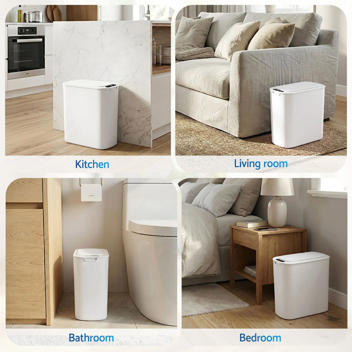 Devanti Automatic Trash Bin with Lid 11L Motion Sensor Kitchen Bin Touchless Garbage Can Modern White Plastic Slim Rubbish Bin with Liner Holder for Kitchen, Home, Office - Image 8