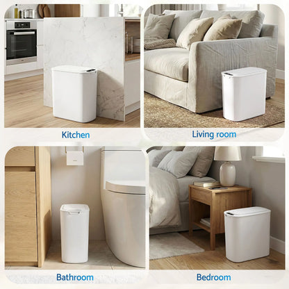 Devanti Automatic Trash Bin with Lid 11L Motion Sensor Kitchen Bin Touchless Garbage Can Modern White Plastic Slim Rubbish Bin with Liner Holder for Kitchen, Home, Office - Image 8