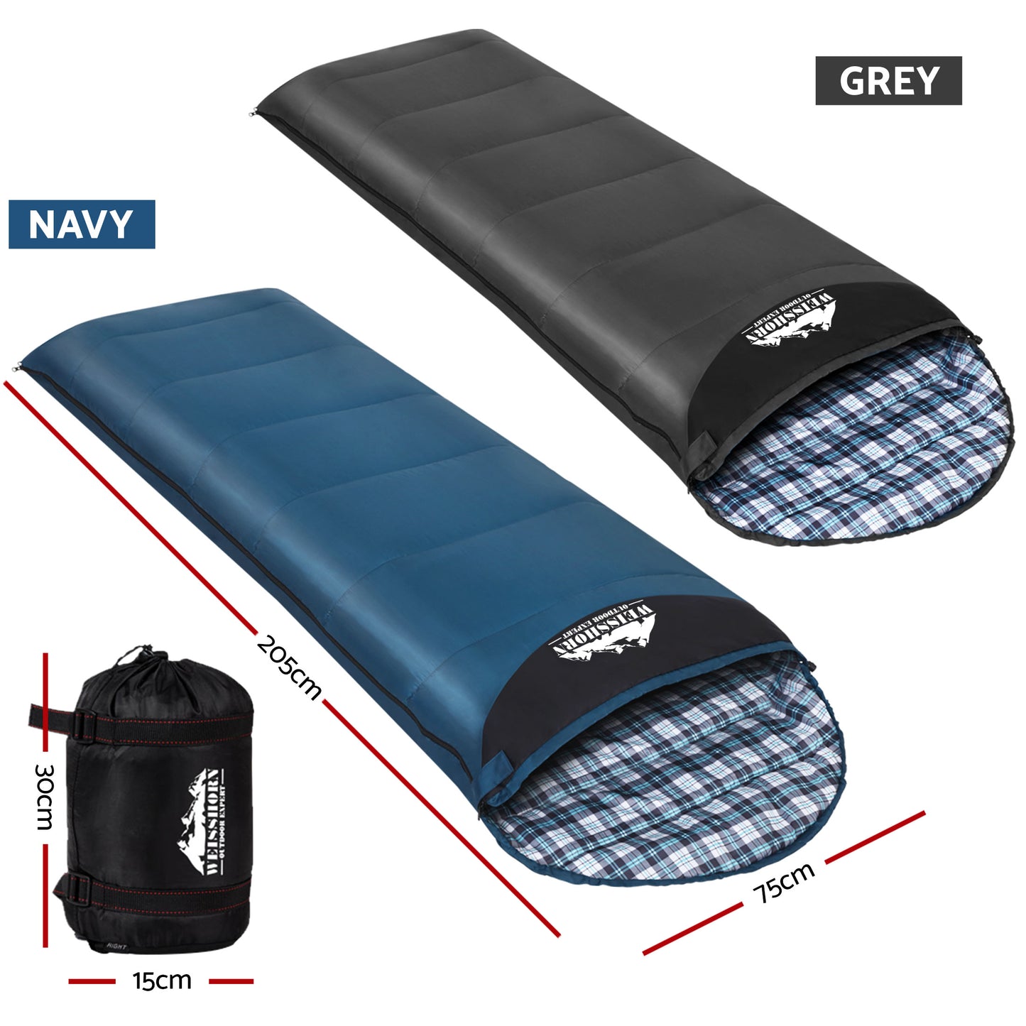 Weisshorn Sleeping Bag Set of 2 Single Thermal Camping Hiking Tent 0℃ - Image 2