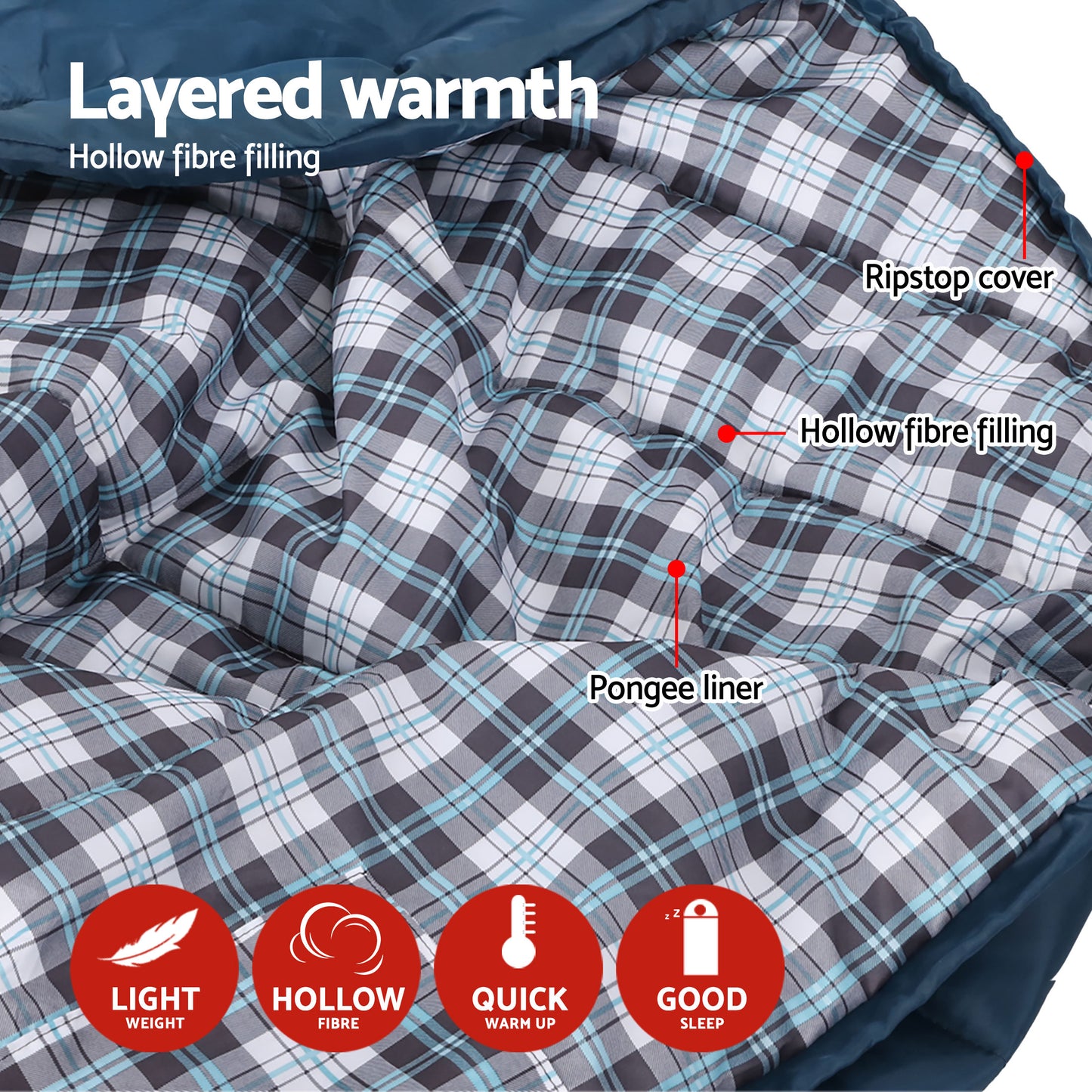 Weisshorn Sleeping Bag Set of 2 Single Thermal Camping Hiking Tent 0℃ - Image 4