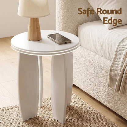 Artiss Single Boneless Sofa & Round End Table Set White - Image 8