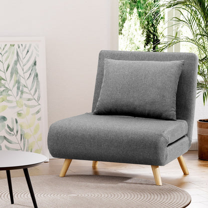 Artiss Sofa Bed Convertible Couch Recliner Lounge Chair Linen Grey - Image 7