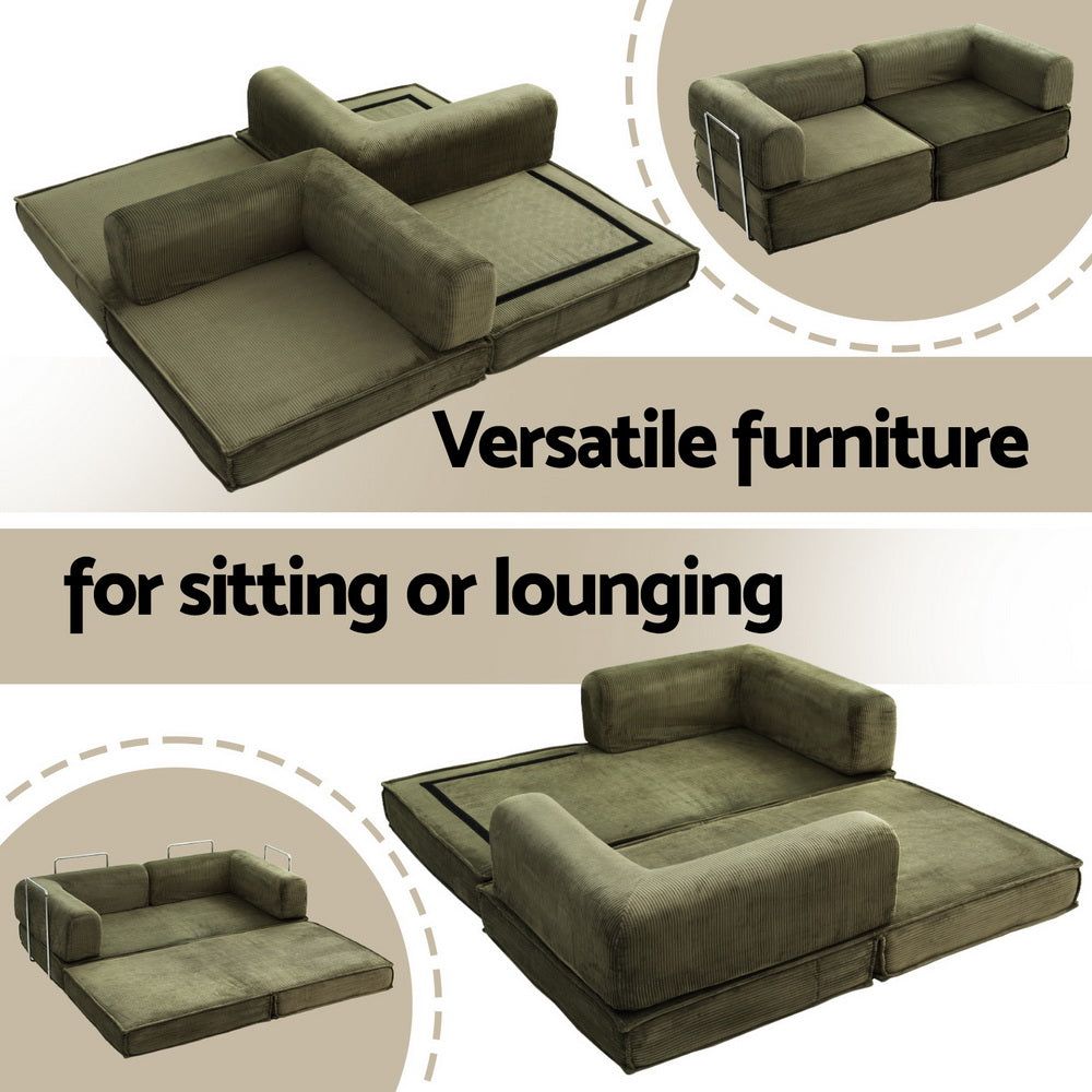 Artiss Convertible Folding Sofa Bed Green - Image 4