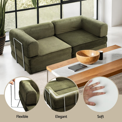 Artiss Convertible Folding Sofa Bed Green - Image 5