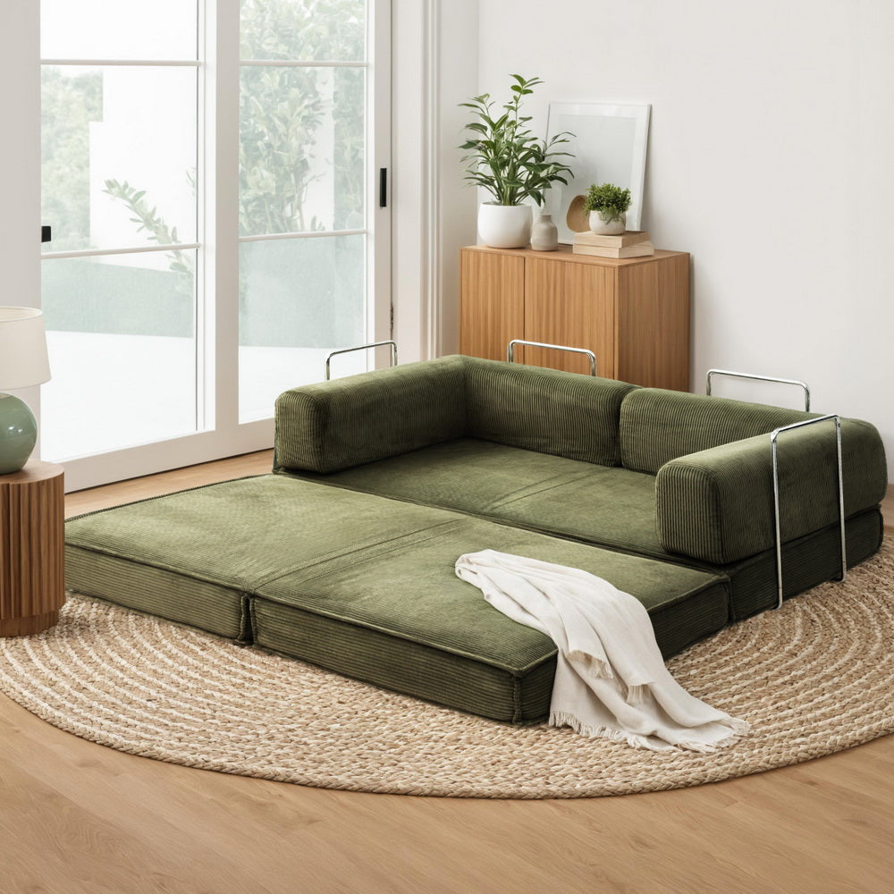 Artiss Convertible Folding Sofa Bed Green - Image 7