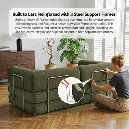 Artiss Convertible Folding Sofa Bed Green - Image 8