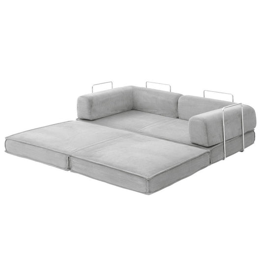 Artiss Convertible Folding Sofa Bed Grey - Image 2