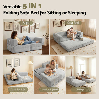 Artiss Convertible Folding Sofa Bed Grey - Image 9