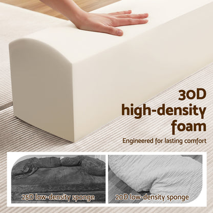 Artiss Convertible Folding Sofa Bed 30D High-Density Foam Boneless Couch with Corduroy Sleeper Couch Lounger for Living Room Beign - Image 6