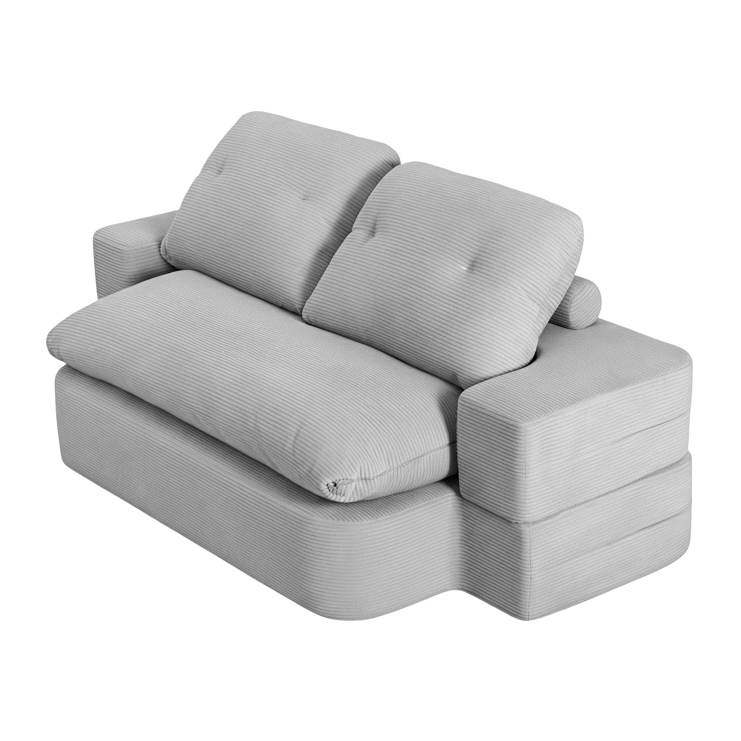 Artiss Convertible Folding Sofa Bed 30D High-Density Foam Boneless Couch with Corduroy Sleeper Couch Lounger for Living Room Grey - Image 3