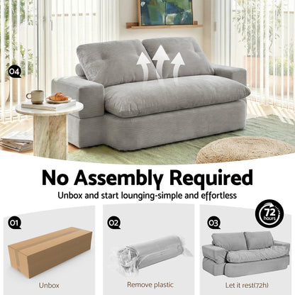 Artiss Convertible Folding Sofa Bed 30D High-Density Foam Boneless Couch with Corduroy Sleeper Couch Lounger for Living Room Grey - Image 4