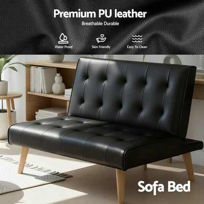 Artiss Sofa Bed Couch 1 Seater Lounge Fabric Black - Image 5