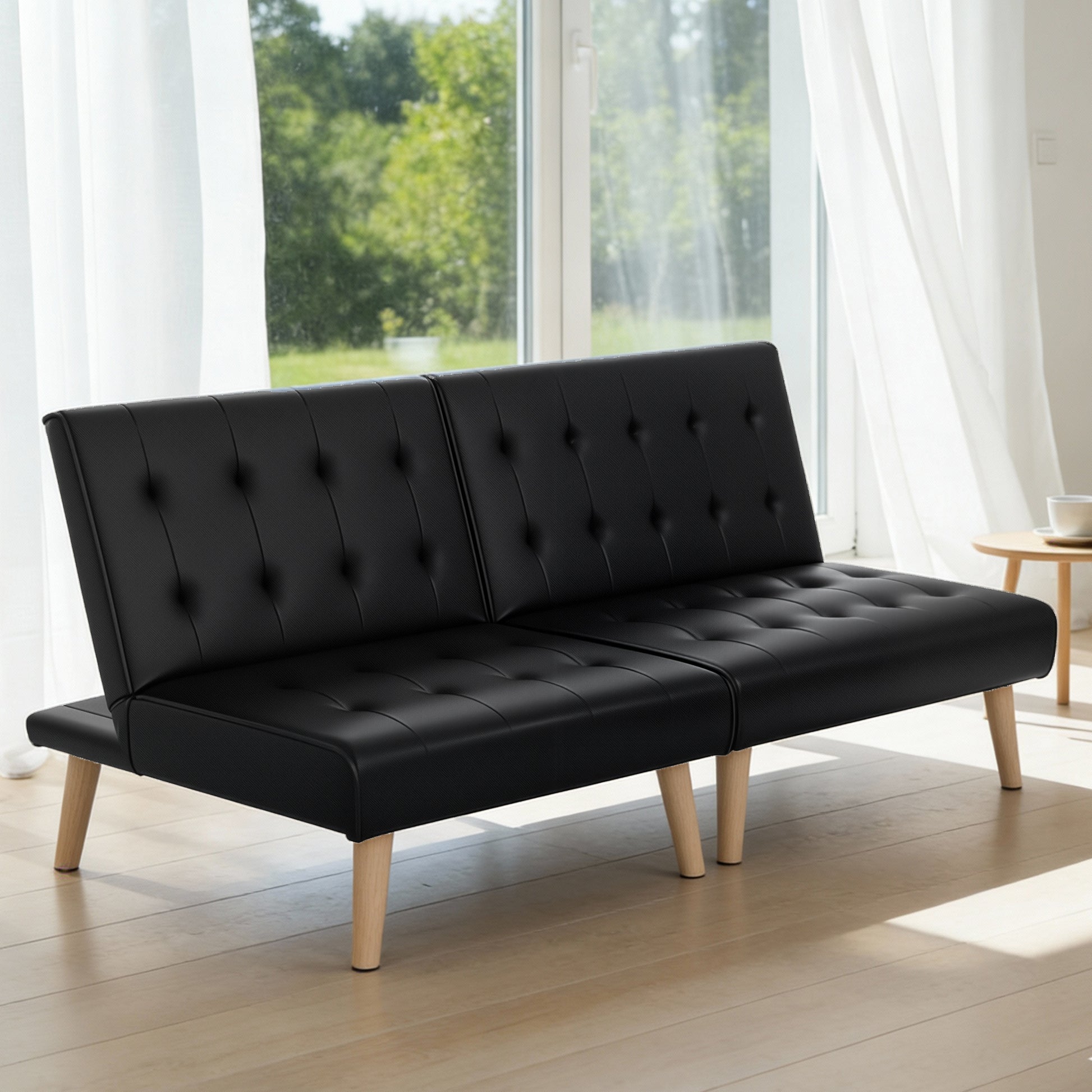 Artiss Sofa Bed Couch 2 Seater Lounge Fabric Black - Image 9