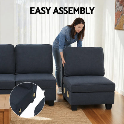 Artiss 4 Seater Modular Sofa Set Sectional Easy Assembly Dark Grey - Image 5