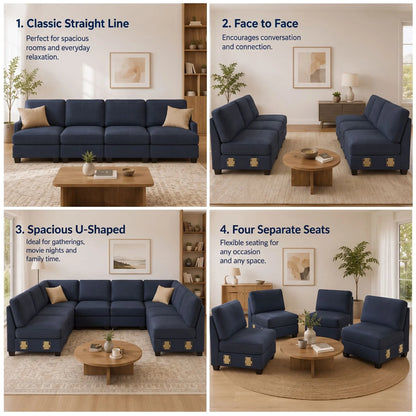 Artiss 4 Seater Modular Sofa Set Sectional Easy Assembly Dark Grey - Image 8