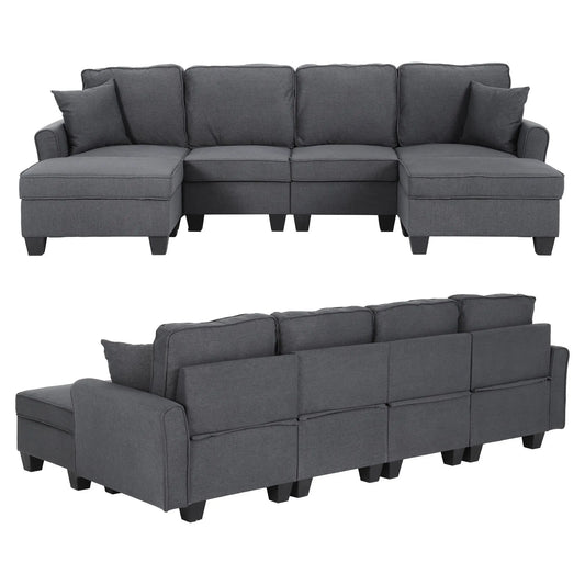 Artiss Modular Sectional U Shaped Storage Sofa Couches for Living Room Grey - Image 3