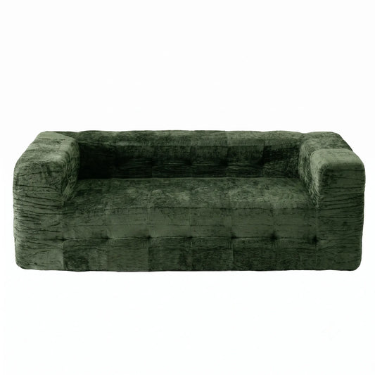 Artiss Comfort Boneless Sofa for Living Room Green Luxury Chenille - Image 3