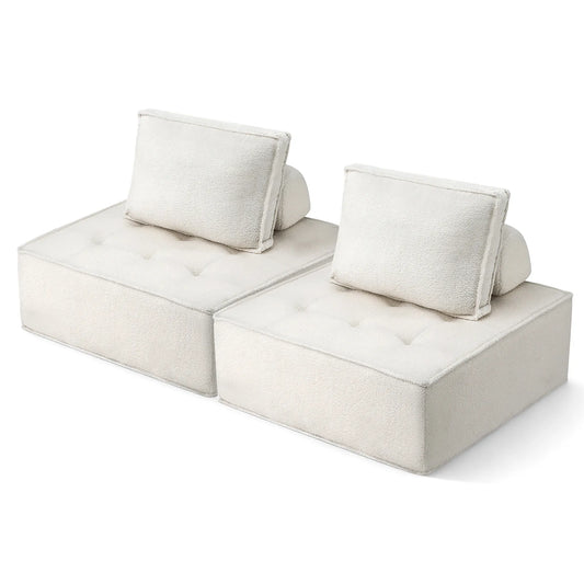 Artiss 2 Floor Sofa Lounge Chair with Pillow - Image 7