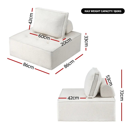 Artiss 3 Floor Sofa Lounge Chair with Pillow - Image 2