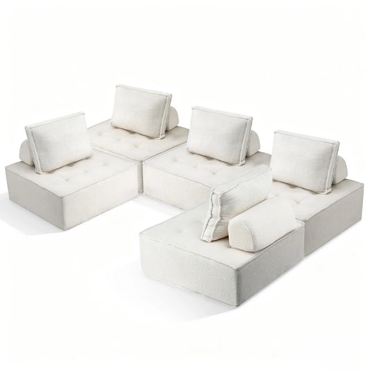 Artiss Floor Sofa Lounge Chair 5 Seater with Pillow - Image 7