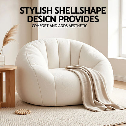 Artiss Single Small Boneless Couch Comfy Bean Bag for Living Room Faux Fur White - Image 8