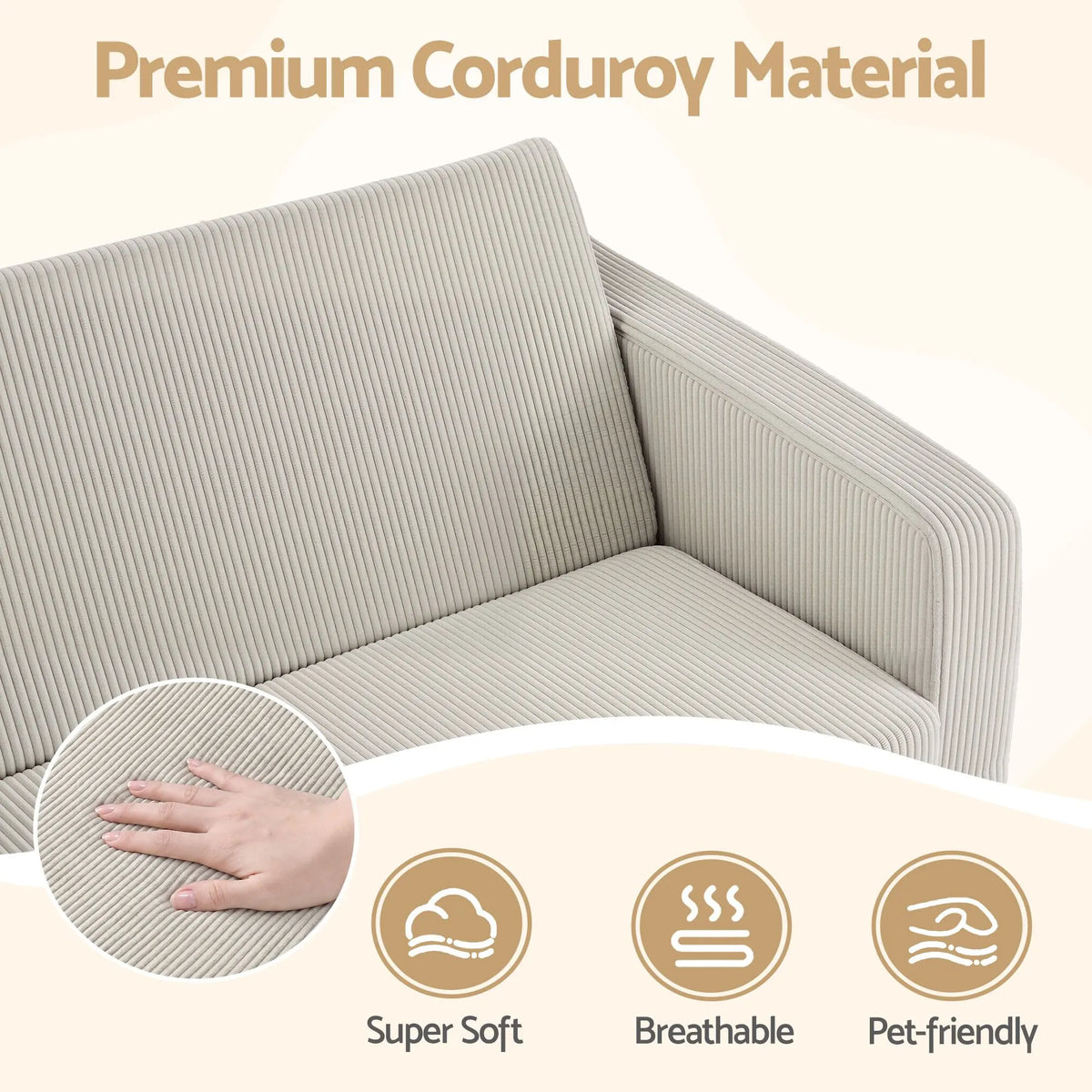 Artiss 2-in-1 Kids Sofa Toddler Foam Couch with Side Pocket Light Grey - Image 7