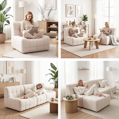Artiss Set of 3 Sofa Modular Boneless Couches No Assembly White - Image 8