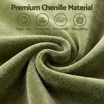 Artiss Floor Sofa Armless Chenille No Assembly Removable Cover Green - Image 6