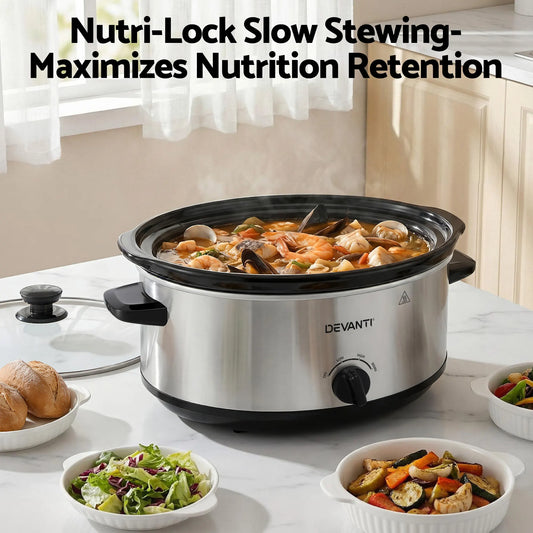 Devanti 6.5L Slow Cooker Electric Multi Cooker with 3 Heat Settings and Keep Warm Function - Image 4