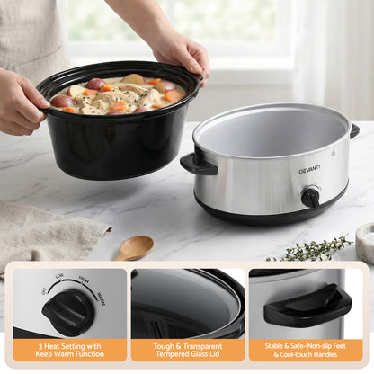 Devanti 6.5L Slow Cooker Electric Multi Cooker with 3 Heat Settings and Keep Warm Function - Image 7
