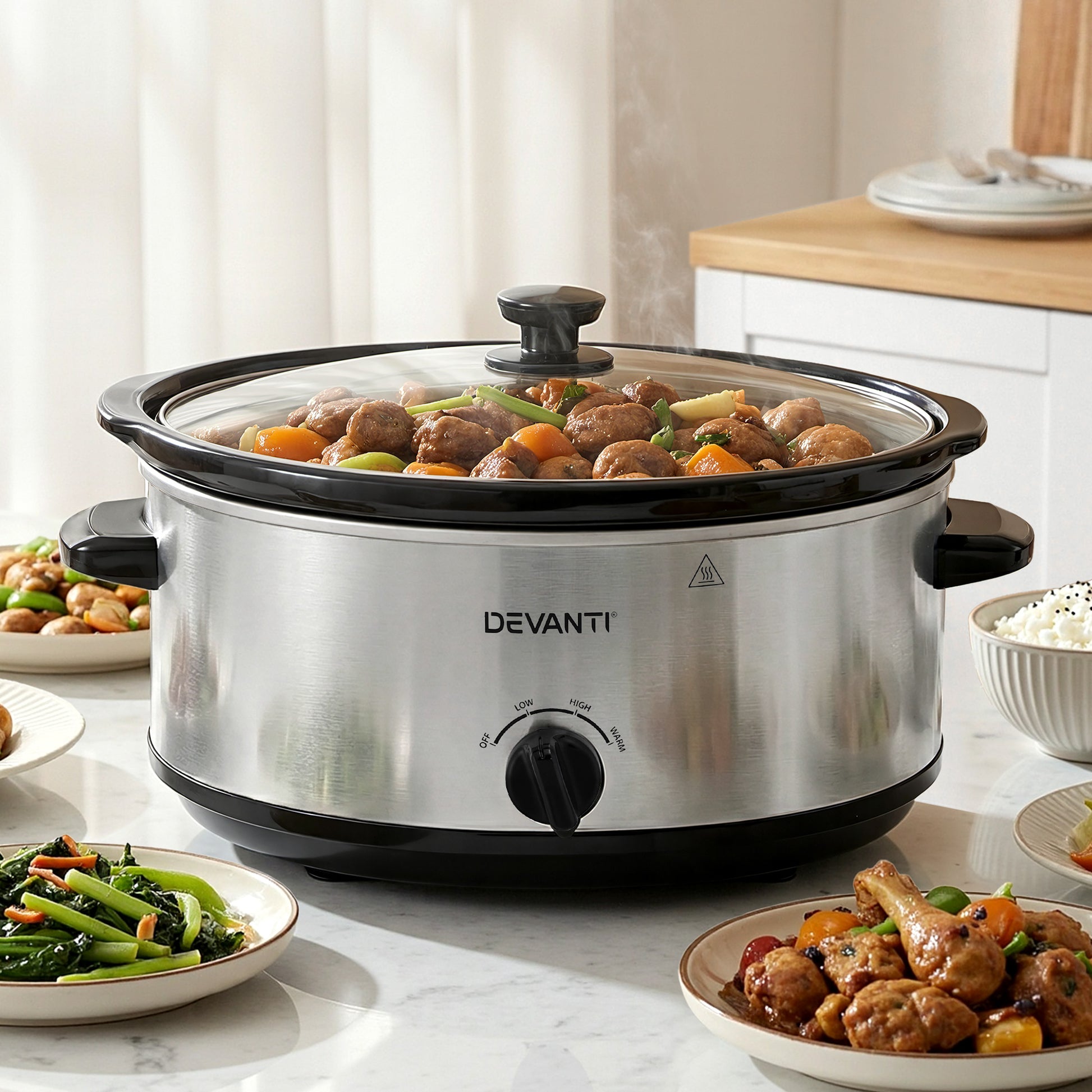 Devanti 6.5L Slow Cooker Electric Multi Cooker with 3 Heat Settings and Keep Warm Function - Image 9
