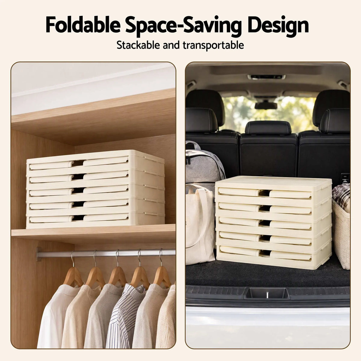 Artiss 5-Tier Foldable Storage Cabinet Stackable Box Clear Magnetic Door White - Image 7