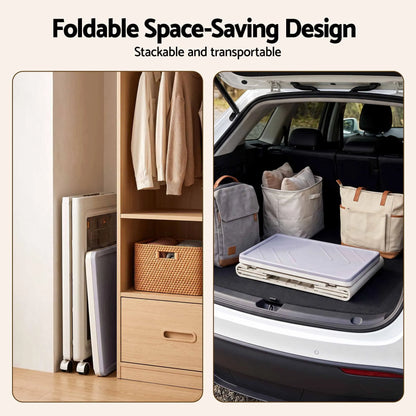 Artiss Foldable Storage Cabinet Stackable Box 2 Doors Rolling Organiser White - Image 9