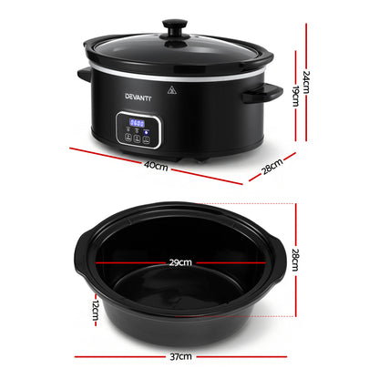 Devanti 5.6L Slow Cooker Electric Multi Cooker with 3 Heat Settings and Keep Warm Function - Image 2